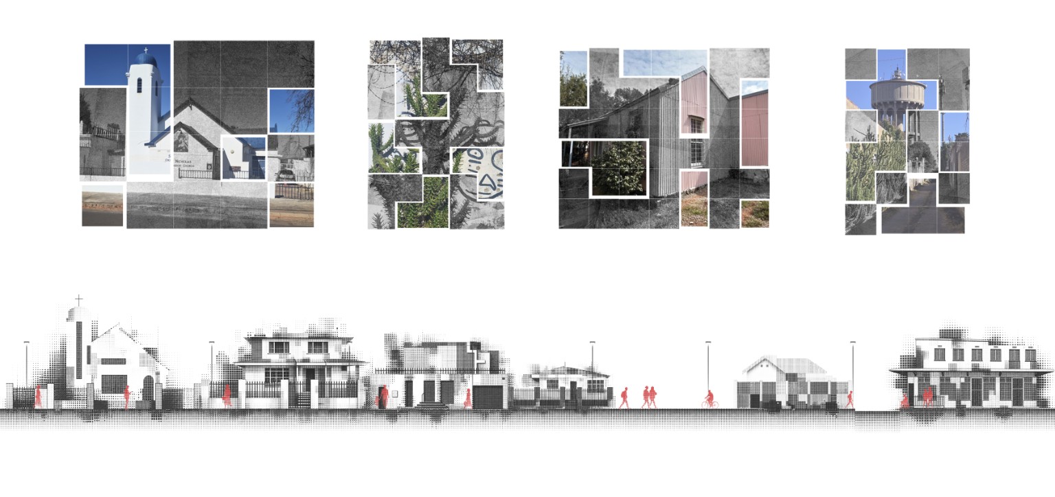 Four Brixton collages above the original unchanging street section